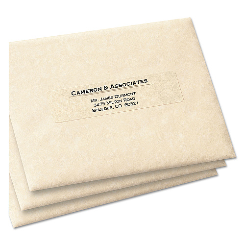 Avery Matte Clear Easy Peel Mailing Labels w/ Sure Feed Technology, Laser Printers, 1 x 4, Clear, 20/Sheet, 50 Sheets/Box (5661)