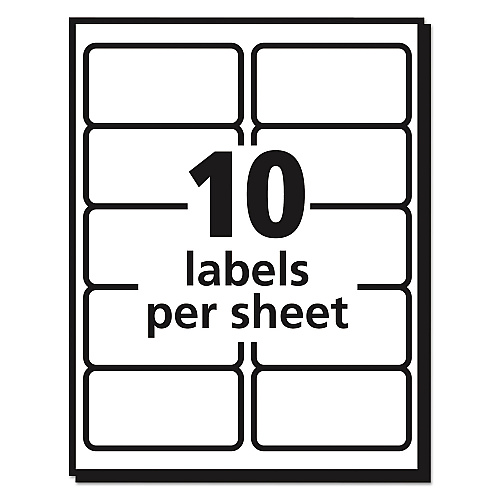 Avery Shipping Labels w/ TrueBlock Technology, Inkjet Printers, 2 x 4, White, 10/Sheet, 50 Sheets/Box (8363)