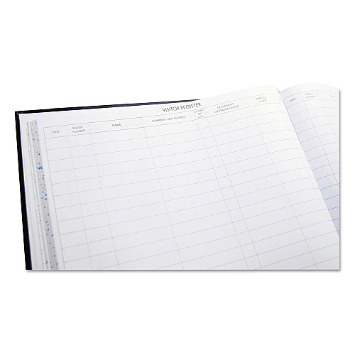 Wilson Jones Detailed Visitor Register Book, 8 Column Format, Black Cover, 12.25 x 9.5 Sheets, 208 Sheets/Book (S491)
