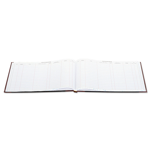 Wilson Jones Detailed Visitor Register Book, 8 Column Format, Black Cover, 12.25 x 9.5 Sheets, 208 Sheets/Book (S491)