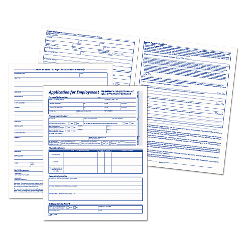 TOPS Comprehensive Employee Application Form, One-Part (No Copies), 17 x 11, 25 Forms Total (3288)
