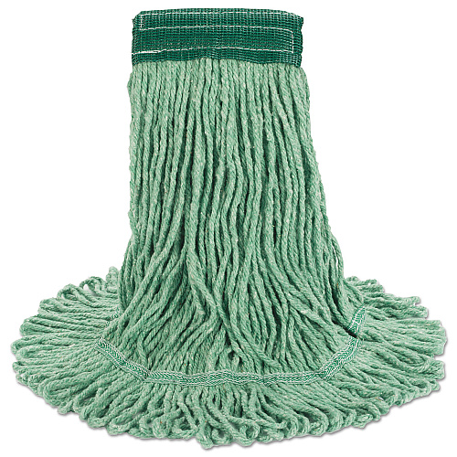 Boardwalk Super Loop Wet Mop Head, Cotton/Synthetic Fiber, 5" Headband, Medium Size, Green, 12/Carton (BWK502GNCT)