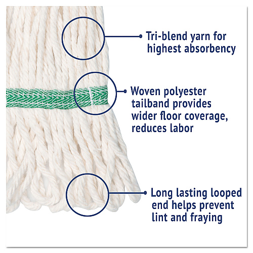Boardwalk&reg; Super Loop Mop Heads, Medium, White, 12 Mops (BWK502WHCT)