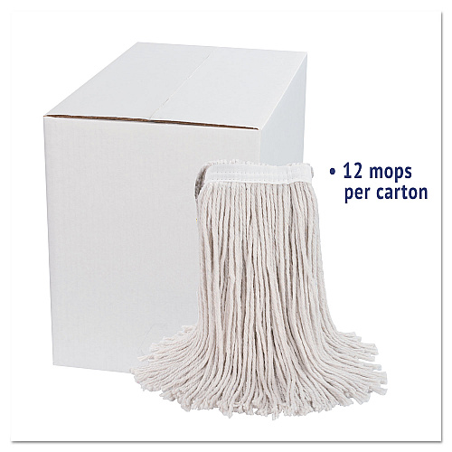 Boardwalk&reg; Cut-End Wet Mop Heads, Cotton, 24 oz, White, 12 Mop Heads (BWK224CCT)