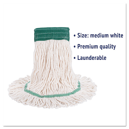 Boardwalk&reg; Super Loop Mop Heads, Medium, White, 12 Mops (BWK502WHCT)