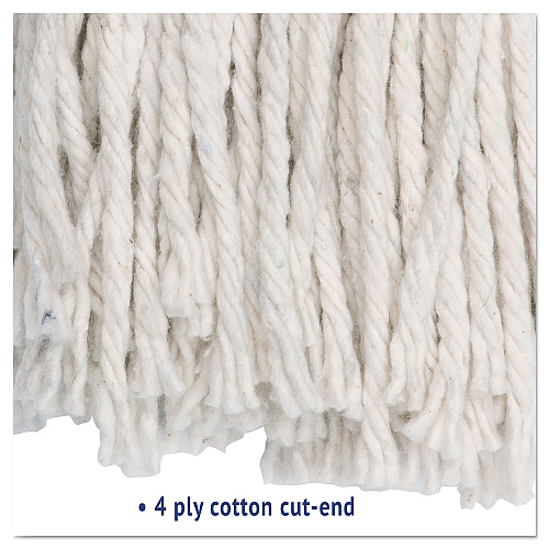 Boardwalk&reg; Cut-End Wet Mop Heads, Cotton, 24 oz, White, 12 Mop Heads (BWK224CCT)