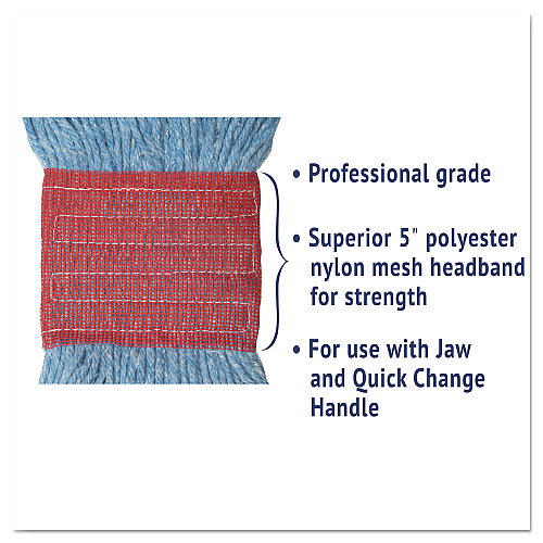 Boardwalk&reg; Super Loop Mop Heads, Large, Blue Yarn, 12 Mops (BWK503BLCT)
