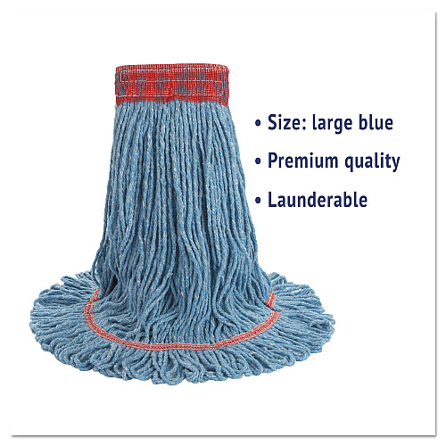 Boardwalk&reg; Super Loop Mop Heads, Large, Blue Yarn, 12 Mops (BWK503BLCT)