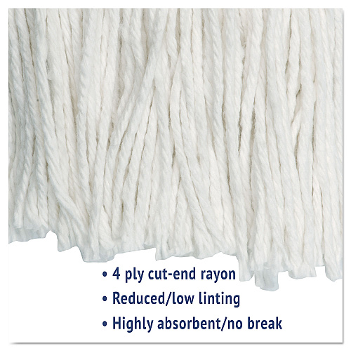 Boardwalk&reg; Cut-End Wet Mop Head, Rayon, No. 24, White (BWK2024REA)