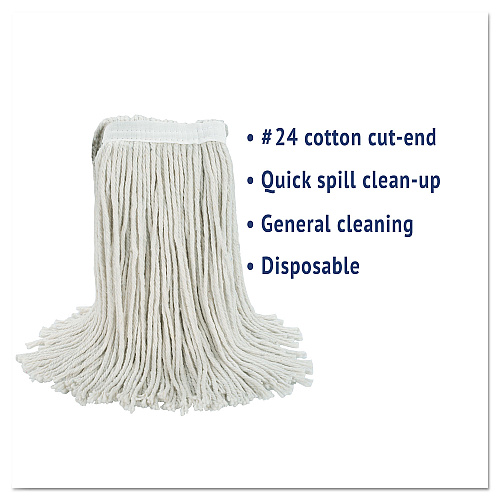 Boardwalk&reg; Cut-End Wet Mop Head, Cotton, No. 24, White (BWK2024CEA)