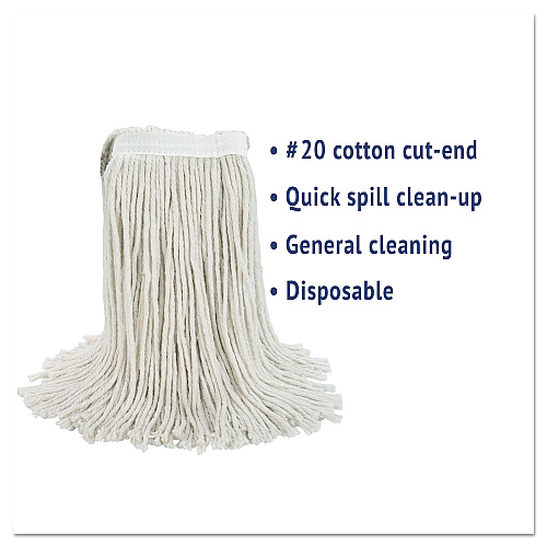 Boardwalk&reg; Standard #20 Cotton Cut-End Wet Mop Heads, 12 Mop Heads (BWK2020CCT)