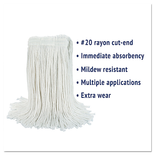 Boardwalk Cut-End Wet Mop Head, Rayon, No. 20, White, 12/Carton (BWK2020RCT)