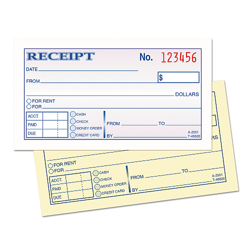 TOPS Money and Rent Receipt Books, Two-Part Carbonless, 4.78 x 2.75, 50 Forms Total (46820)