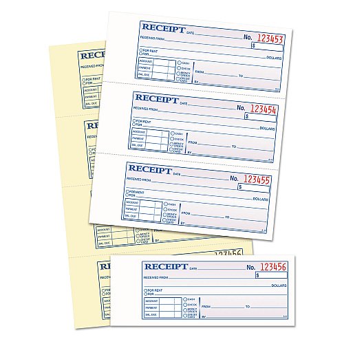 TOPS Money and Rent Receipt Books, Account + Payment Sections, Two-Part Carbonless, 7.13 x 2.75, 4 Forms/Sheet, 200 Forms Total (46806)