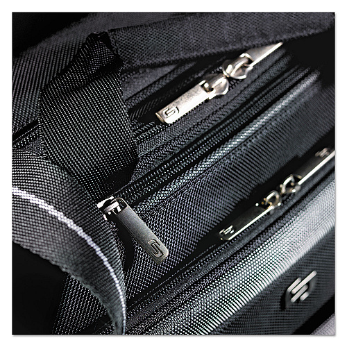 SOLO Pro CheckFast Briefcase, Fits Devices Up to 17.3", Polyester, 17 x 5.5 x 13.75, Black (CLA3144)