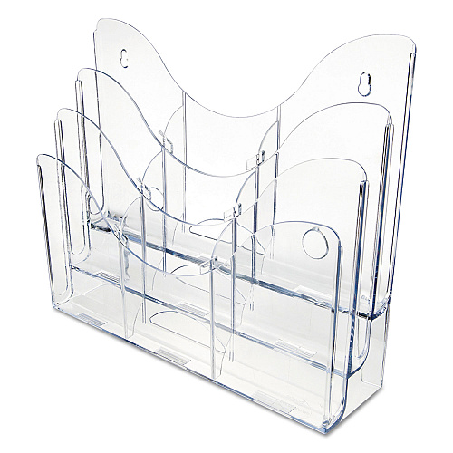 Deflecto 3-Tier Document Organizer w/6 Removable Dividers, 14w x 3.5d x 11.5h, Clear (47631)