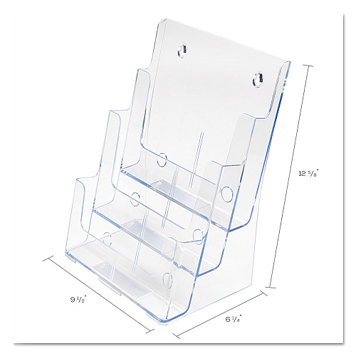 Deflecto 3-Compartment DocuHolder, Magazine Size, 9.5w x 6.25d x 12.63, Clear (77301)