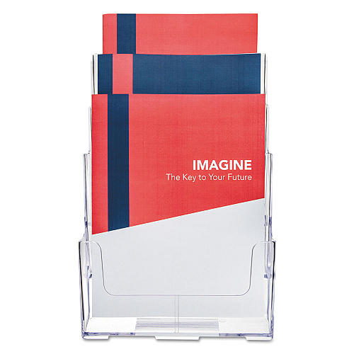 Deflecto 3-Compartment DocuHolder, Magazine Size, 9.5w x 6.25d x 12.63, Clear (77301)