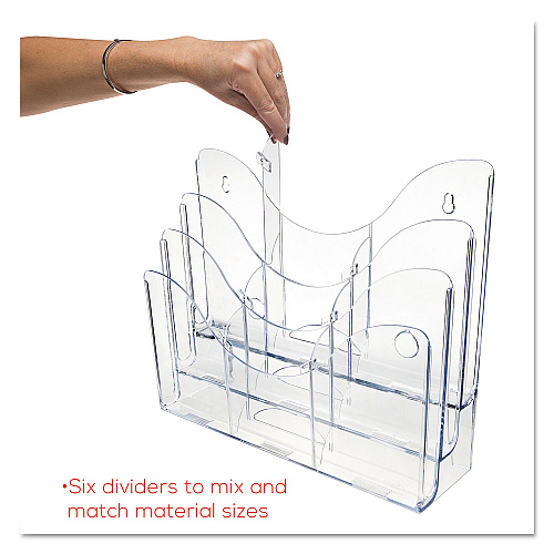 Deflecto 3-Tier Document Organizer w/6 Removable Dividers, 14w x 3.5d x 11.5h, Clear (47631)