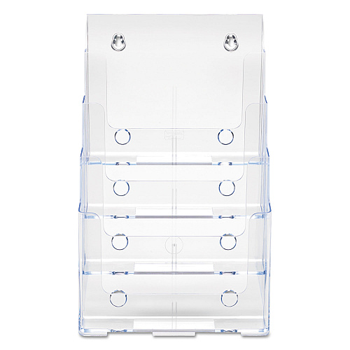 Deflecto 4-Compartment DocuHolder, Magazine Size, 9.38w x 7d x 13.63h, Clear (77441)