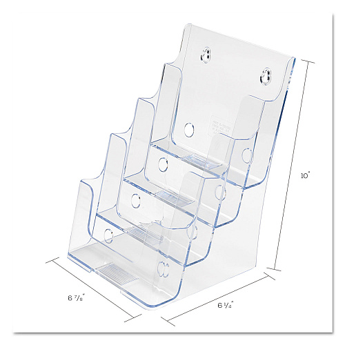 Deflecto 4-Compartment DocuHolder, Booklet Size, 6.88w x 6.25d x 10h, Clear (77901)