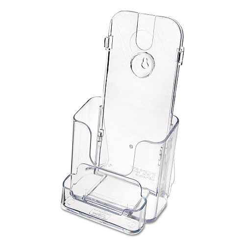 Deflecto DocuHolder for Countertop/Wall-Mount w/Card Holder, 4.38w x 4.25d x 7.75h, Clear (78601)