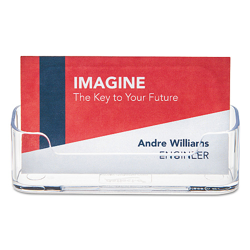 Deflecto Horizontal Business Card Holder, Holds 50 Cards, 3.88 x 1.38 x 1.81, Plastic, Clear (70101)