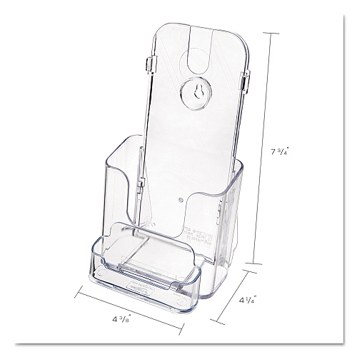 Deflecto DocuHolder for Countertop/Wall-Mount w/Card Holder, 4.38w x 4.25d x 7.75h, Clear (78601)