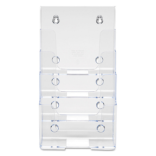 Deflecto 4-Compartment DocuHolder, Booklet Size, 6.88w x 6.25d x 10h, Clear (77901)