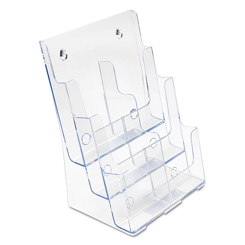 Deflecto 6-Compartment DocuHolder, Leaflet Size, 9.63w x 6.25d x 12.63h, Clear (77401)
