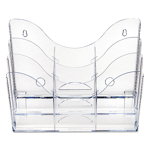 Deflecto 3-Tier Document Organizer w/6 Removable Dividers, 14w x 3.5d x 11.5h, Clear (47631)