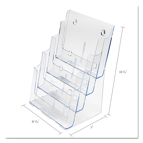 Deflecto 4-Compartment DocuHolder, Magazine Size, 9.38w x 7d x 13.63h, Clear (77441)