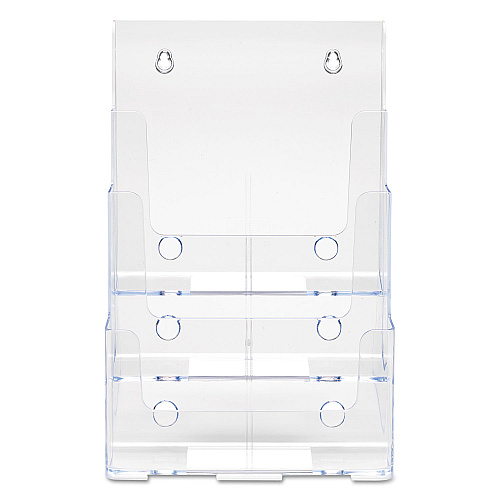 Deflecto 3-Compartment DocuHolder, Magazine Size, 9.5w x 6.25d x 12.63, Clear (77301)