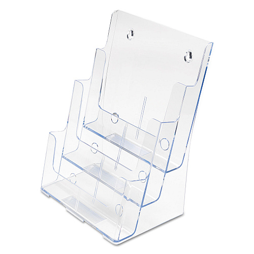 Deflecto 3-Compartment DocuHolder, Magazine Size, 9.5w x 6.25d x 12.63, Clear (77301)