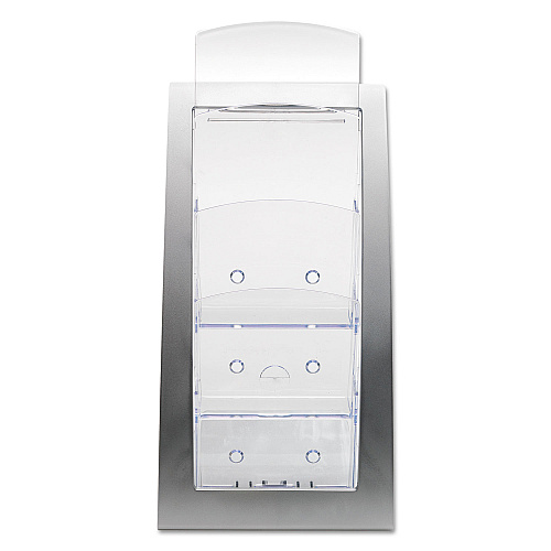 Deflecto 3-Tier Literature Holder, Leaflet Size, 6.75w x 6.94d x 13.31h, Silver (693645)