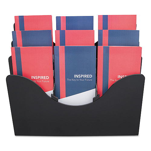 Deflecto 3-Tier Document Organizer w/6 Removable Dividers, 13.38w x 3.5d x 11.5h, Black (47634)
