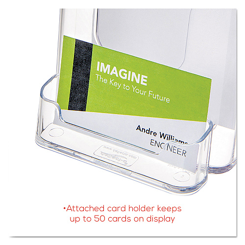 Deflecto DocuHolder for Countertop/Wall-Mount w/Card Holder, 4.38w x 4.25d x 7.75h, Clear (78601)
