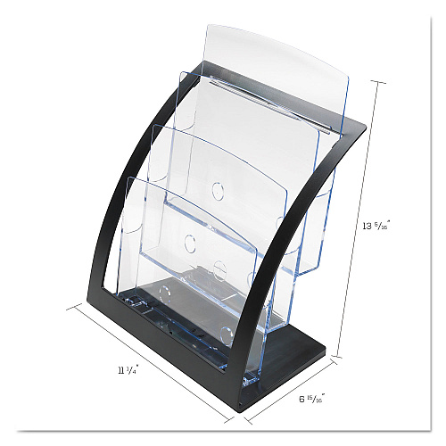 Deflecto 3-Tier Literature Holder, Leaflet Size, 11.25w x 6.94d x 13.31h, Black (693704)