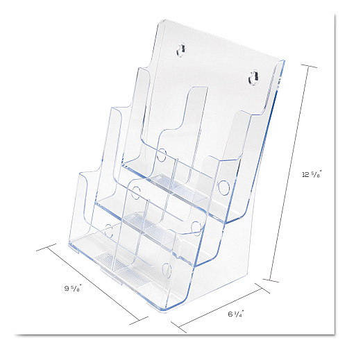 Deflecto 6-Compartment DocuHolder, Leaflet Size, 9.63w x 6.25d x 12.63h, Clear (77401)
