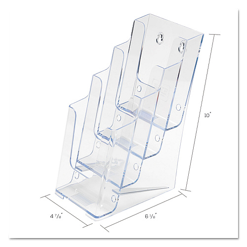 Deflecto 4-Compartment DocuHolder, Leaflet Size, 4.88w x 6.13d x 10h, Clear (77701)