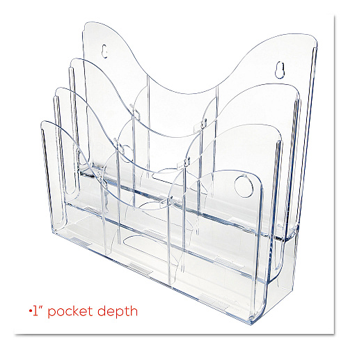 Deflecto 3-Tier Document Organizer w/6 Removable Dividers, 14w x 3.5d x 11.5h, Clear (47631)
