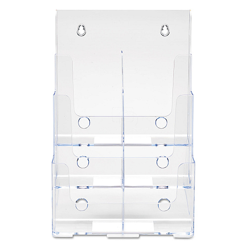 Deflecto 6-Compartment DocuHolder, Leaflet Size, 9.63w x 6.25d x 12.63h, Clear (77401)