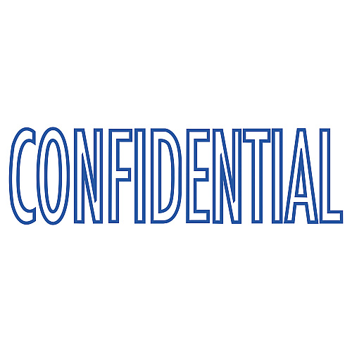 2000 PLUS Green Line Message Stamp, Confidential, 1.5 x 0.56, Blue (098374)