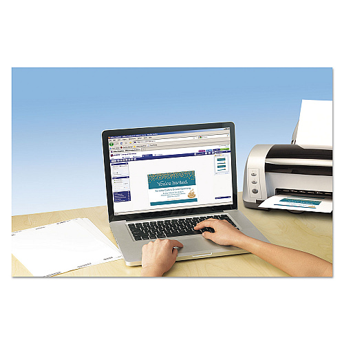 Avery Note Cards with Matching Envelopes, Inkjet, 65lb, 4.25 x 5.5, Textured Uncoated White, 50 Cards, 2 Cards/Sheet, 25 Sheets/Box (3379)