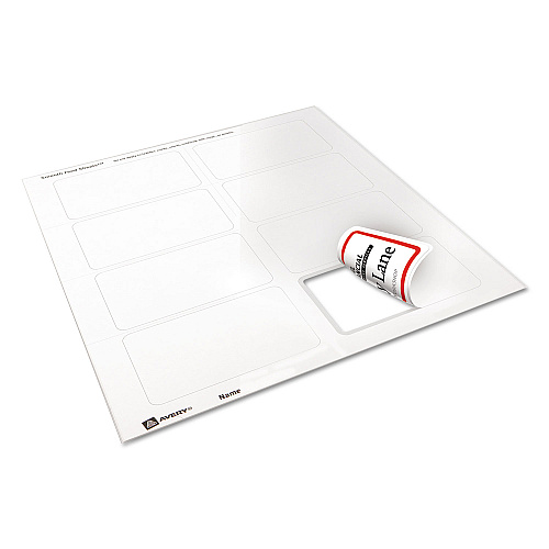 Avery Flexible Adhesive Name Badge Labels, 3.38 x 2.33, White/Red Border, 400/Box (5095)
