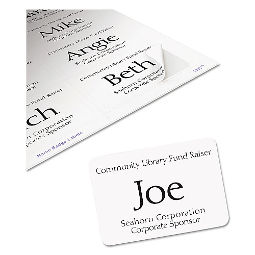 Avery Flexible Adhesive Name Badge Labels, 3.38 x 2.33, White, 400/Box (5395)