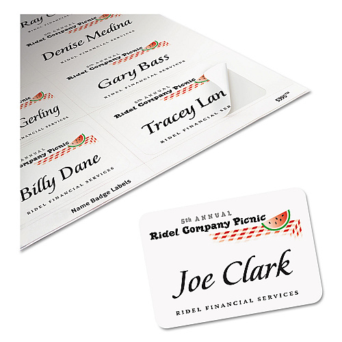 Avery Flexible Adhesive Name Badge Labels, 3.38 x 2.33, White, 400/Box (5395)