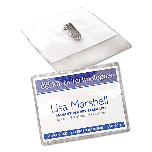 Avery Clip-Style Name Badge Holder with Laser/Inkjet Insert, Top Load, 4 x 3, White, 40/Box (5384)