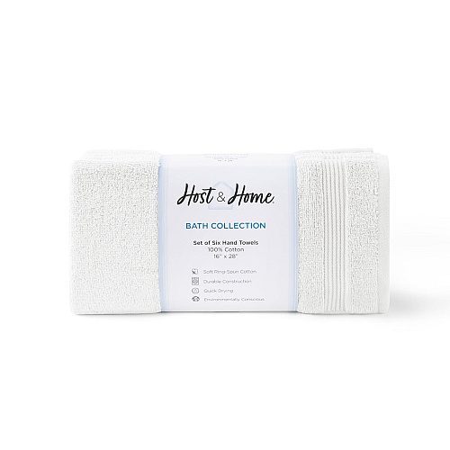 Host & Home Hand Towel 16x28 White - Pack Of 6 (HT-HH1628-3.5-WHT)