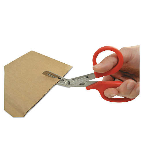 Westcott Stainless Steel Office Snips, 7" Long, 1.75" Cut Length, Crane-Style Red Handle (10098)